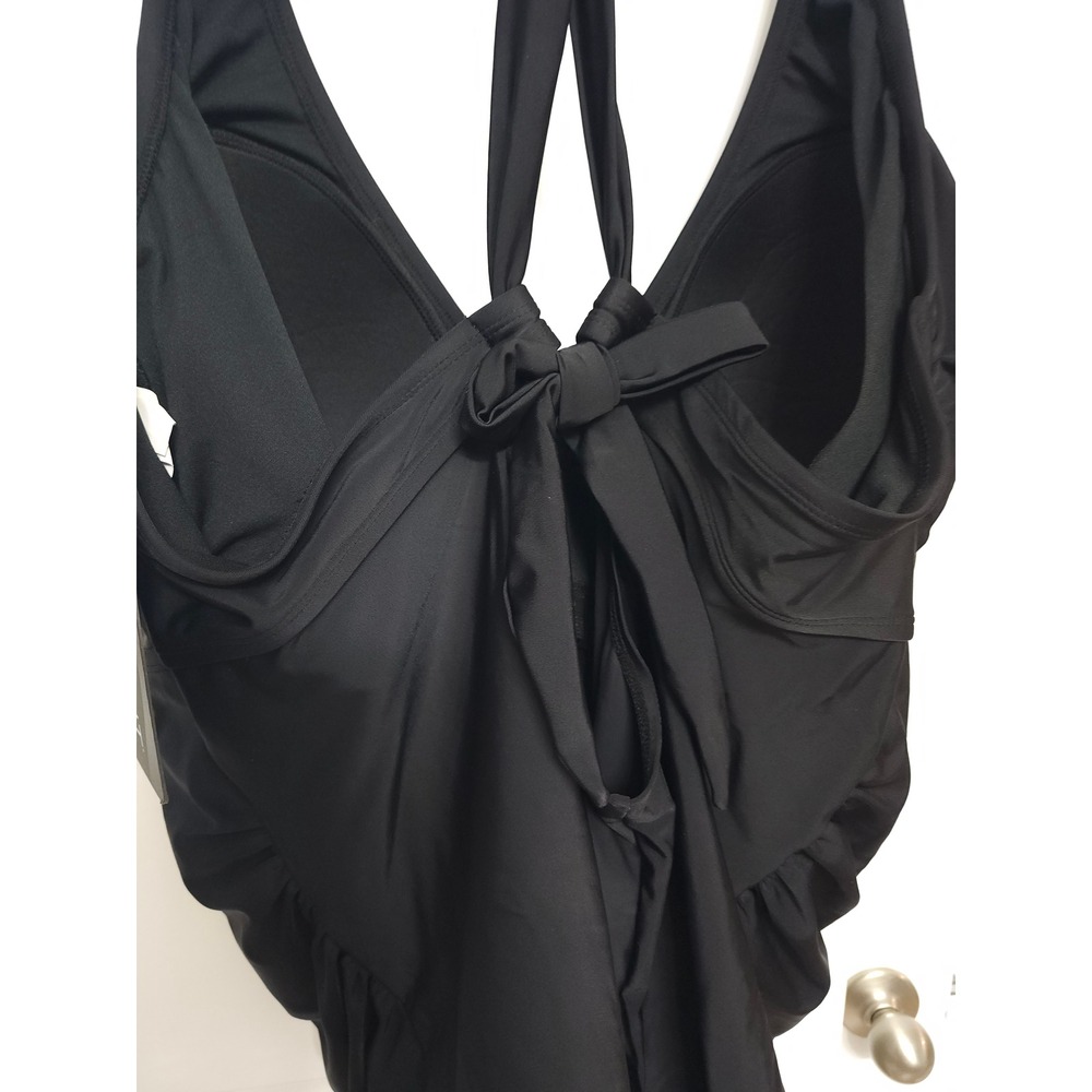 Miraclesuit Black One Piece Swimsuit Style 5533091 Size 4X Ruffle Ruched - Picture 5 of 9